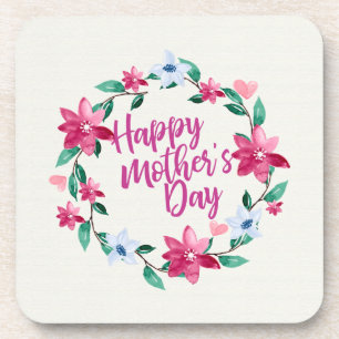 Elegant Happy Mother's Day Floral Wreath UNTERSE Getränkeuntersetzer