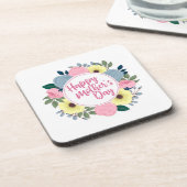 Elegant Happy Mother's Day Floral Wreath | UNTERSE Getränkeuntersetzer (Linke Seite)