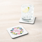 Elegant Happy Mother's Day Floral Wreath | UNTERSE Getränkeuntersetzer (Rechte Seite)