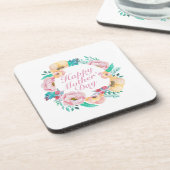 Elegant Happy Mother's Day Floral Wreath | UNTERSE Getränkeuntersetzer (Linke Seite)