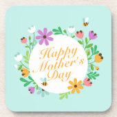 Elegant Happy Mother's Day Floral Wreath | UNTERSE Getränkeuntersetzer (Vorderseite)