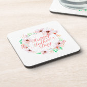 Elegant Happy Mother's Day Floral Wreath | UNTERSE Getränkeuntersetzer (Linke Seite)