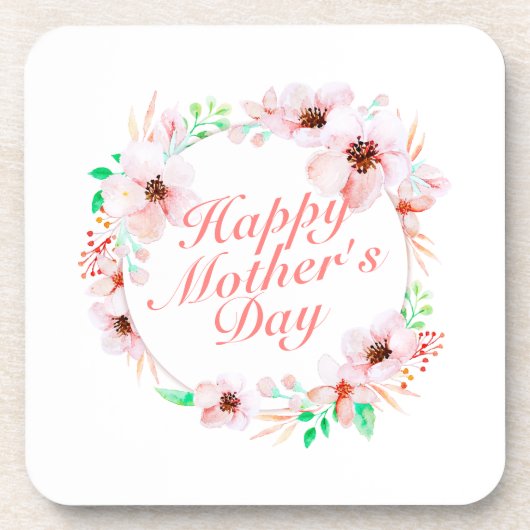 Elegant Happy Mother's Day Floral Wreath | UNTERSE Getränkeuntersetzer (Vorderseite)