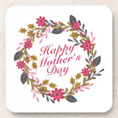 Elegant Happy Mother's Day Floral Wreath Untersetz Getränkeuntersetzer (Vorderseite)