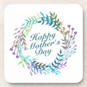 Elegant Happy Mother's Day Floral Wreath Untersetz Getränkeuntersetzer (Vorderseite)