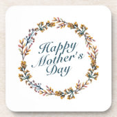Elegant Happy Mother's Day Floral Wreath Untersetz Getränkeuntersetzer (Vorderseite)