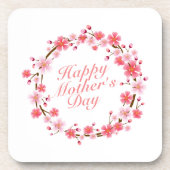 Elegant Happy Mother's Day Floral Wreath Untersetz Untersetzer (Vorderseite)