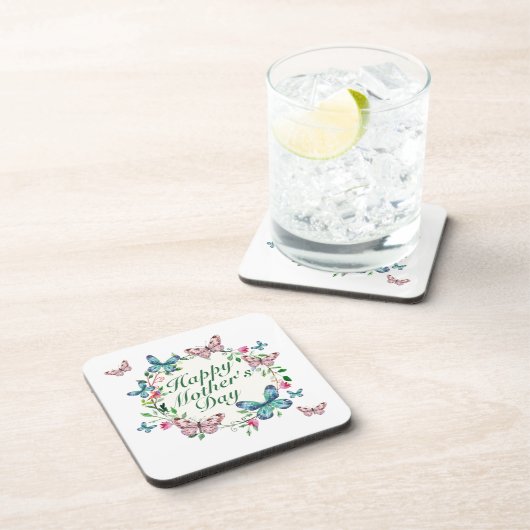 Elegant Happy Mother's Day Floral Wreath Untersetz Untersetzer (Rechte Seite)