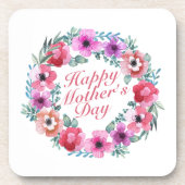 Elegant Happy Mother's Day Floral Wreath Untersetz Untersetzer (Vorderseite)