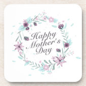 Elegant Happy Mother's Day Floral Wreath Untersetz Untersetzer (Vorderseite)