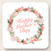Elegant Happy Mother's Day Floral Wreath Untersetz Untersetzer (Vorderseite)