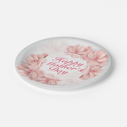Elegant Happy Mother's Day Frame Plate Pappteller (Schrägansicht)