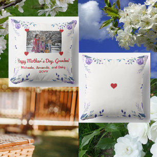 Elegant Happy Mother's Day Oma Foto Floral Kissen