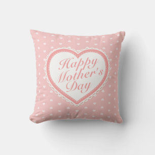 Elegant Happy Mother's Day Pink Hearts Kissen