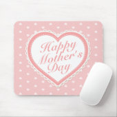 Elegant Happy Mother's Day Pink Hearts Mousepad (Mit Mouse)