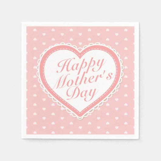 Elegant Happy Mother's Day Pink Hearts Napkin Serviette (Vorderseite)
