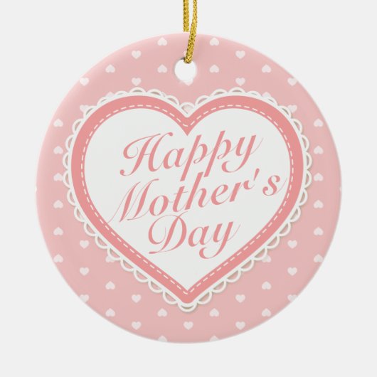 Elegant Happy Mother's Day Pink Hearts Ornament (Vorne)