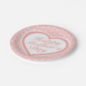 Elegant Happy Mother's Day Pink Hearts Paper Plate Pappteller (Schrägansicht)