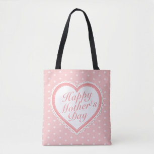 Elegant Happy Mother's Day Pink Hearts Tote Bag Tasche