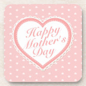 Elegant Happy Mother's Day Pink Hearts Untersetzer (Vorderseite)