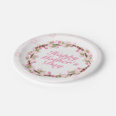 Elegant Happy Mother's Day Wreath Paper Plate Pappteller (Schrägansicht)