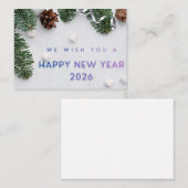 Elegant Happy New Year 2026 Flat Note Card Mitteilungskarte (Vorne/Hinten)