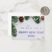 Elegant Happy New Year 2026 Flat Note Card Mitteilungskarte (Vorderseite/Rückseite Beispiel)