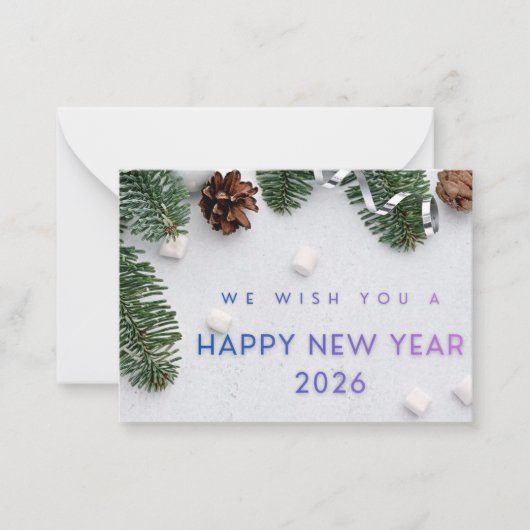 Elegant Happy New Year 2026 Flat Note Card Mitteilungskarte (Vorderseite)