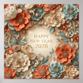 elegant happy new year 2026 floral poster (Vorne)