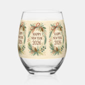 elegant happy new year 2026 hampagne glass weinglas ohne stiel (Rückseite)
