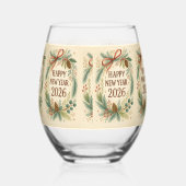 elegant happy new year 2026 hampagne glass weinglas ohne stiel (Links)