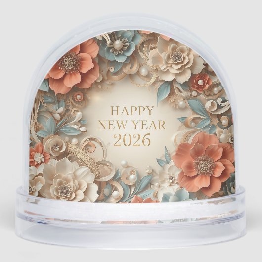 elegant happy new year 2026 snow globe schneekugeln (Vorderseite)