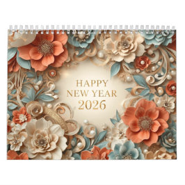 elegant happy new year 2026 wall calendar kalender