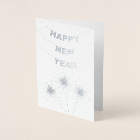 Elegant Happy New Year Corporate Silver Folienkarte (Vorderseite)