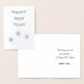 Elegant Happy New Year Corporate Silver Folienkarte (Anzeige)