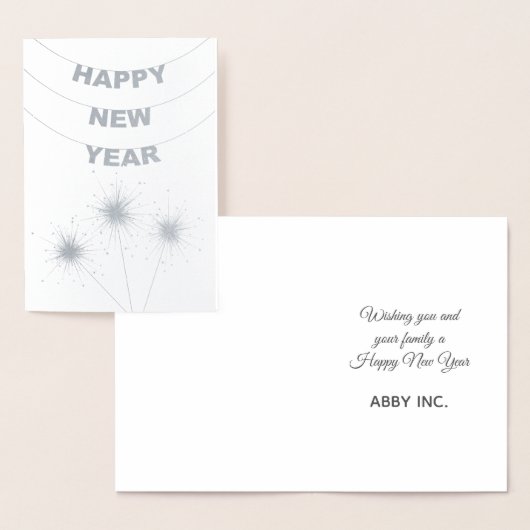 Elegant Happy New Year Corporate Silver Folienkarte (Anzeige)