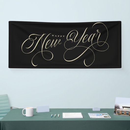 Elegant Happy New Year Drehbuch Banner (Messe)