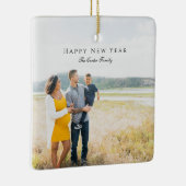 Elegant Happy New Year Script Foto Schwangerschaft Keramikornament (Rechts)