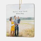 Elegant Happy New Year Script Foto Schwangerschaft Keramikornament (Links)