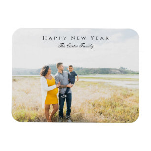 Elegant Happy New Year Script Foto Schwangerschaft Magnet