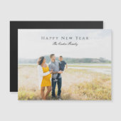 Elegant Happy New Year Script Foto Schwangerschaft Magnetkarte (Vorne/Hinten)