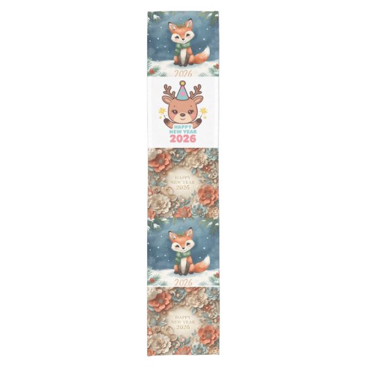 elegant happy new year table runner kurzer tischläufer (Vorderseite)