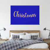 Elegant Happy Royal Blue CHRISTMAS Minimalistisch Leinwanddruck (Insitu (Schlafzimmer))