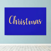 Elegant Happy Royal Blue CHRISTMAS Minimalistisch Leinwanddruck (Insitu (Holzboden))
