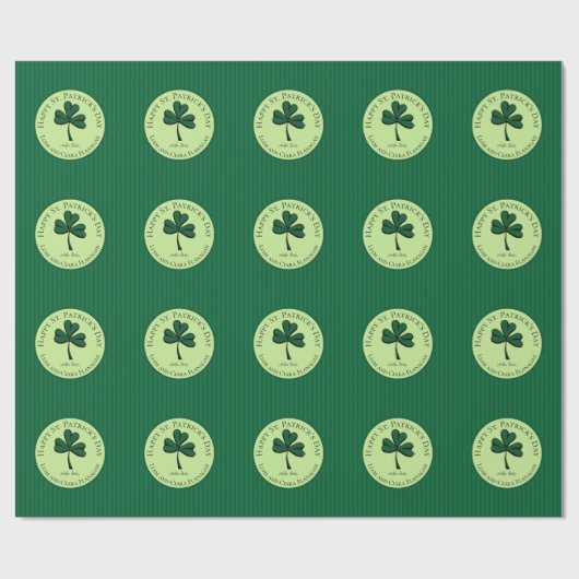 Elegant Happy St Patrick's Day Green Clover Geschenkpapier (Flach)