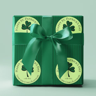 Elegant Happy St Patrick's Day Green Clover Geschenkpapier