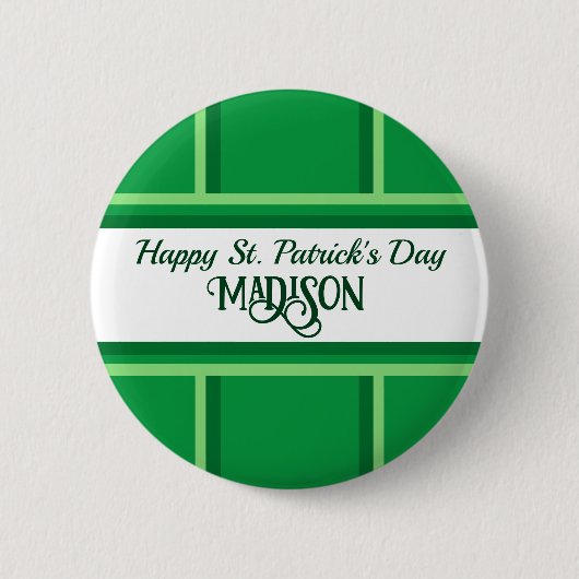 Elegant Happy St. Patrick's Day Individuelle Name Button (Vorderseite)