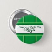 Elegant Happy St. Patrick's Day Individuelle Name Button (Vorne & Hinten)