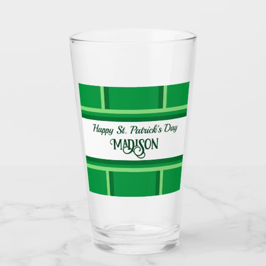 Elegant Happy St. Patrick's Day Individuelle Name Glas (Vorderseite)