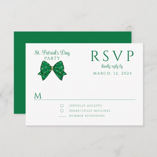 Elegant Happy St. Patrick's Day Party RSVP Karte (Vorne/Hinten)